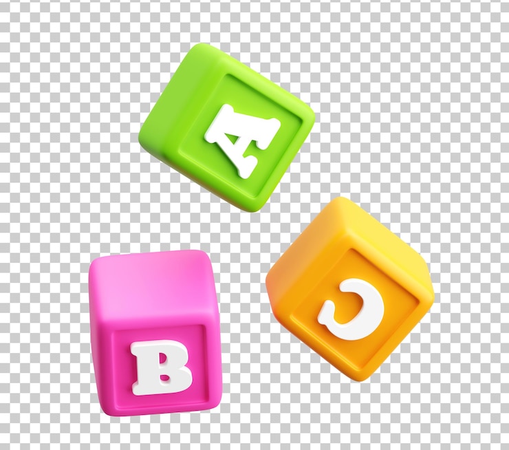 Free PSD colorful cartoon alphabet blocks a b c letters