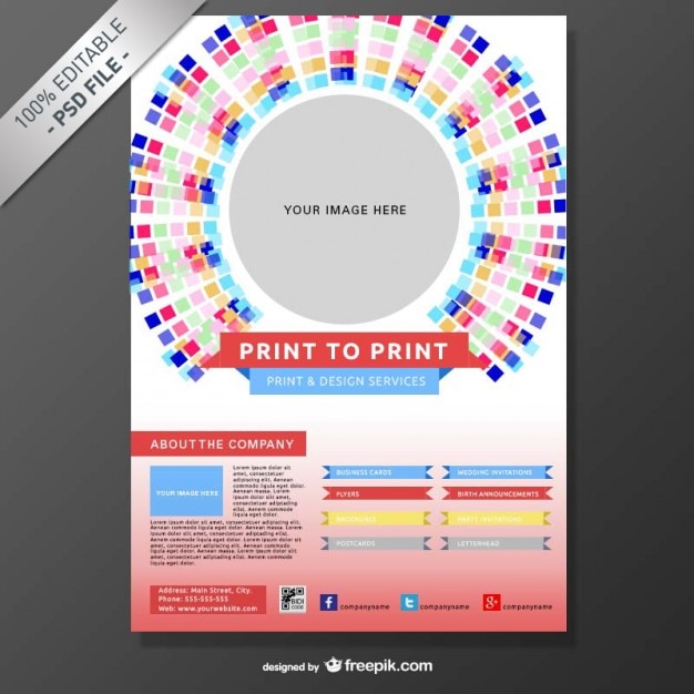 무료 PSD 다채로운 회사 전단지