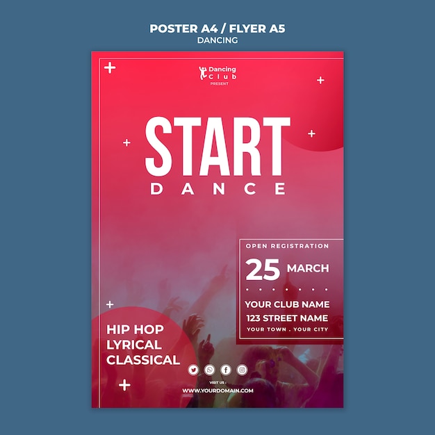 Free PSD colorful dance poster template