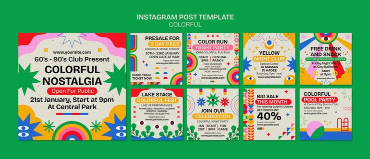 Free PSD colorful design instagram posts template
