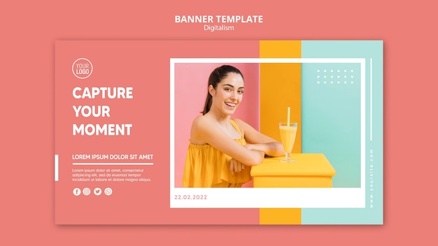 Free PSD colorful digitalism horizontal banner template