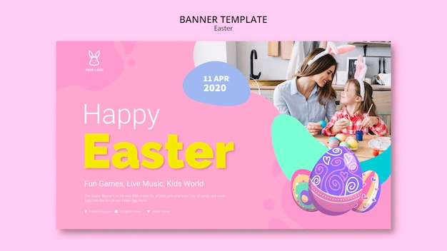 Free PSD colorful easter egg banner template