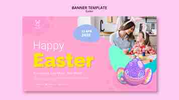 Free PSD colorful easter egg banner template