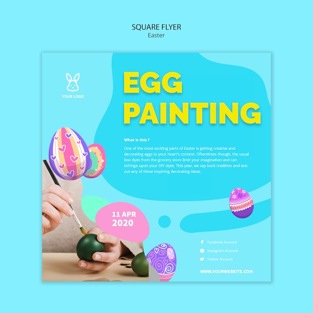 Colorful easter egg flyer template