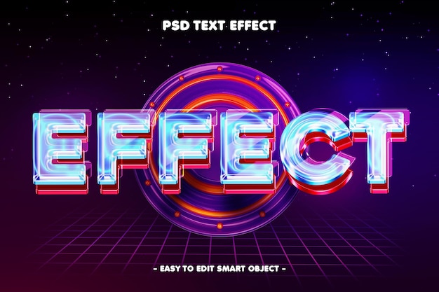 PSD gratuito effetto colorato effetto di testo 3d al neon