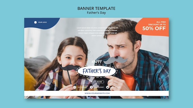 Colorful fathers day banner template