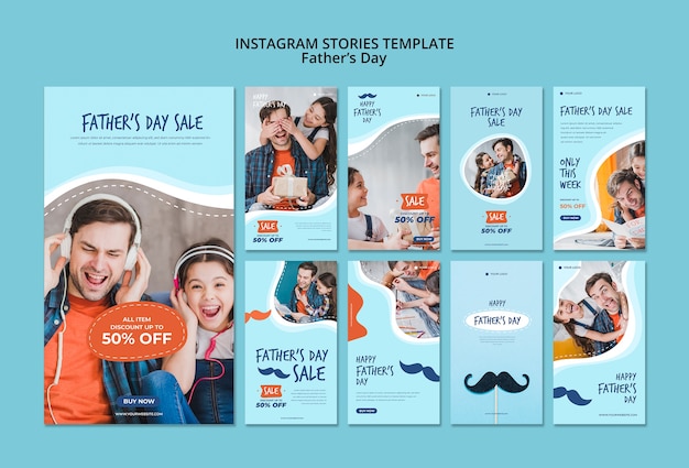 Free PSD colorful fathers day instagram stories template