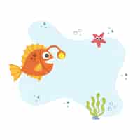 Free PSD colorful fish illustration