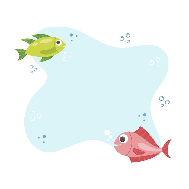 無料PSD カラフルな魚のイラスト