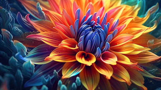 Colorful flower closeup generative ai