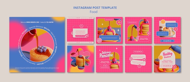 Free PSD colorful food template design