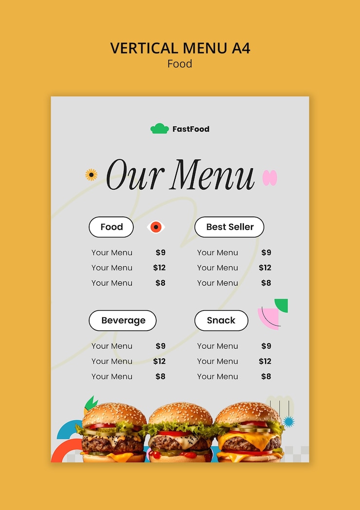 Free PSD colorful food template design