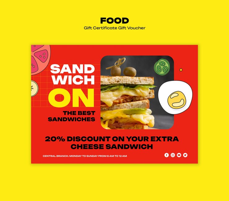 मुफ़्त PSD colorful food template design