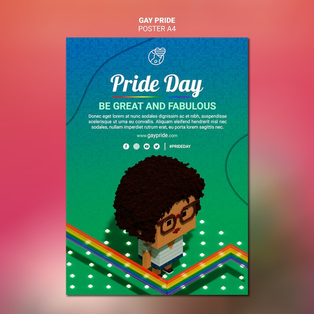 무료 PSD 전단지 템플릿-다채로운 게이 프라이드