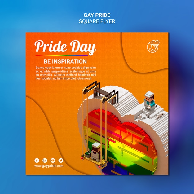 Free PSD colorful gay pride template square flyer