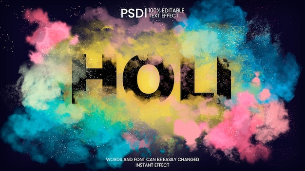 Free PSD colorful holi text effect