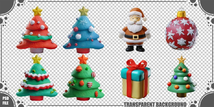 Free PSD colorful holiday decorations for festive cheer