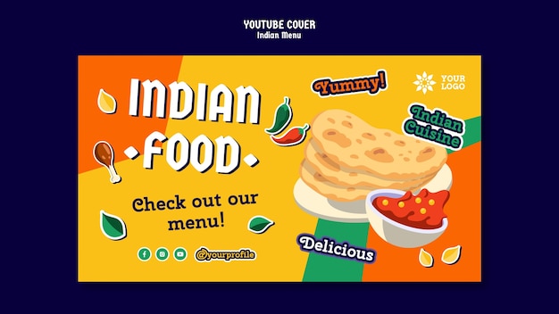 Free PSD colorful indian menu facebook cover template