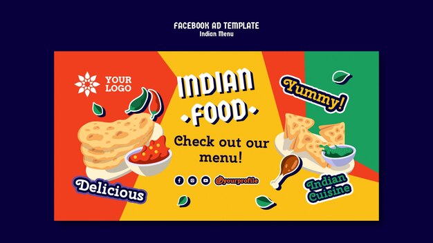Free PSD colorful indian menu facebook template