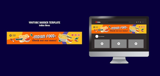 Colorful indian menu youtube banner