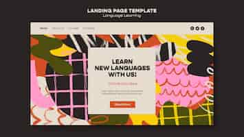 무료 PSD 다채로운 학습 언어 방문 페이지 템플릿