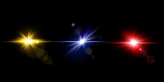 Colorful lens flares pack glowing lens light collection