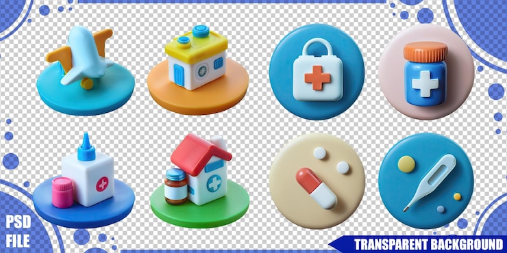 Free PSD colorful medical icons for health and wellness themes