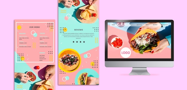 Free PSD colorful mexican food mock-up