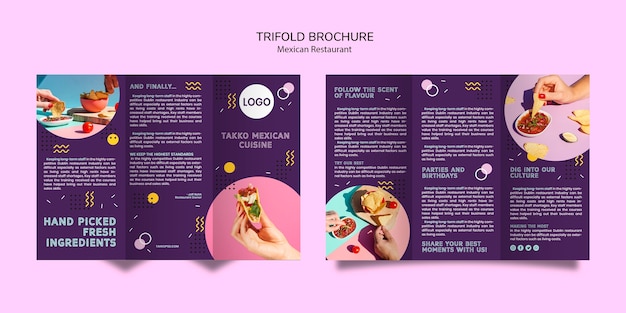 Colorful Mexican Food Trifold Brochure Mock-up – Free PSD Download