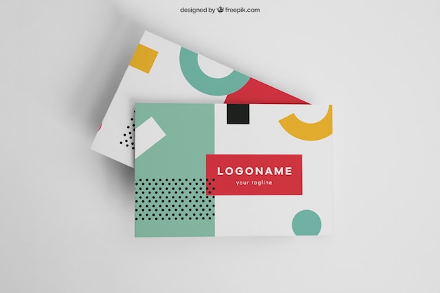 Colorful modern business card mockup