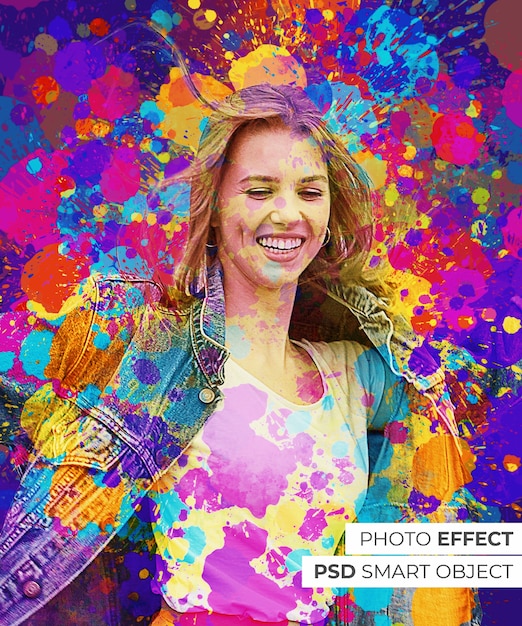 Free PSD colorful paint photo effect