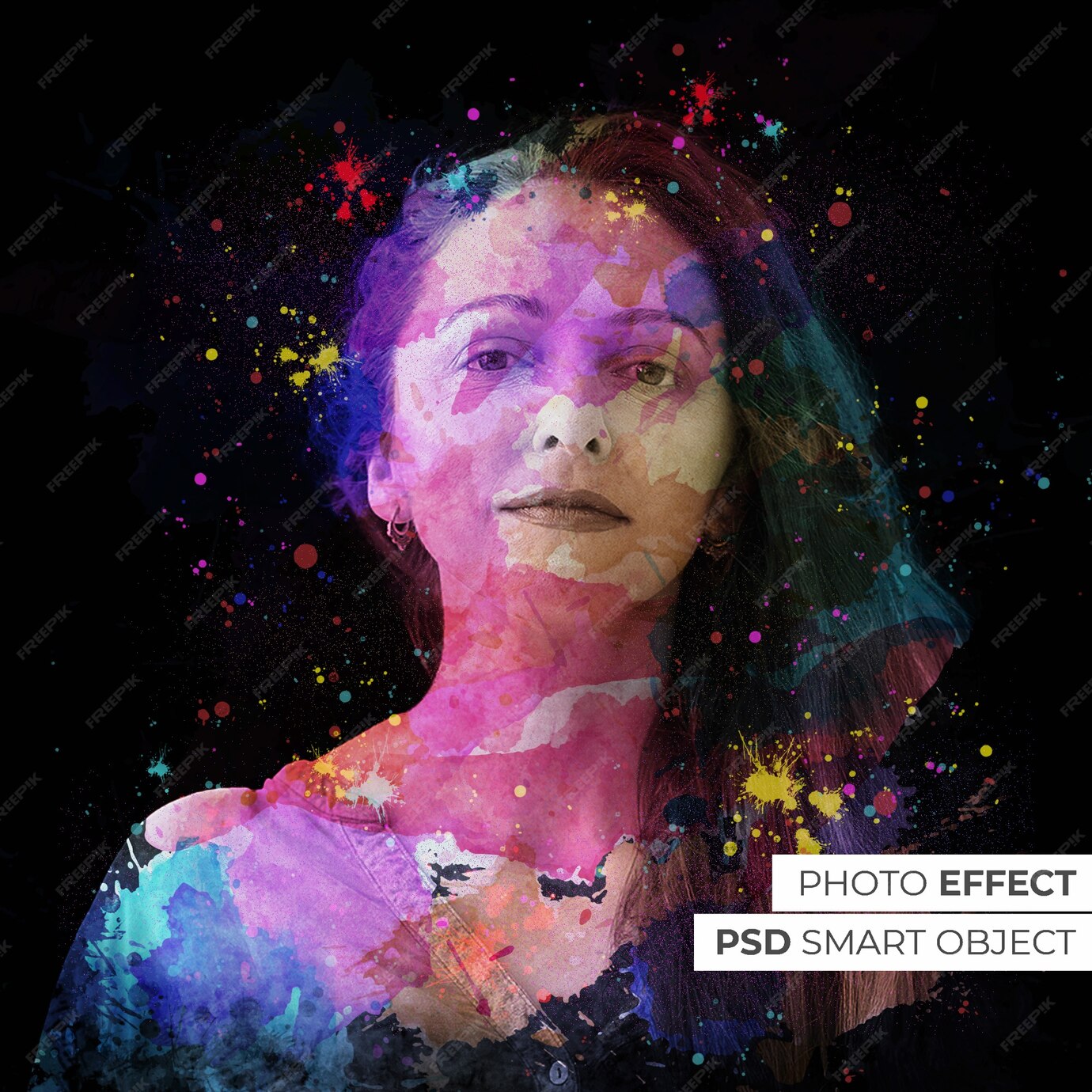 Free PSD Colorful paint photo effect