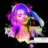 Free PSD colorful paint photo effect