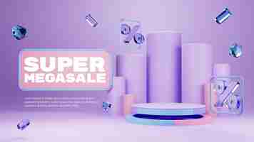 Free PSD colorful paster discount podium