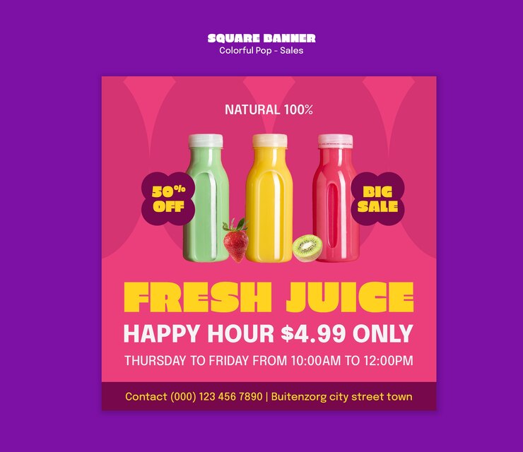 Free PSD colorful pop beverage template design