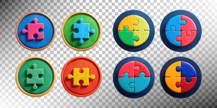 Free PSD colorful puzzle pieces for creative play