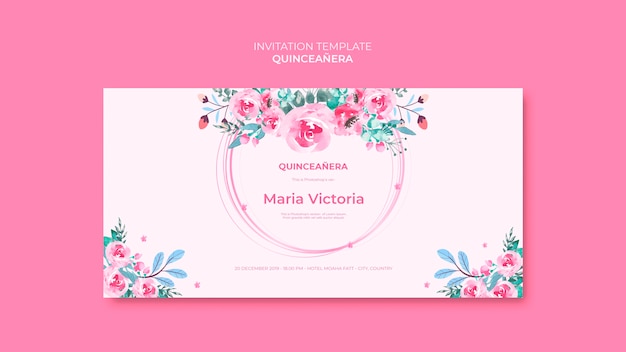 Colorful quinceañera invitation template