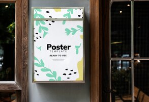 Free PSD colorful restaurant signage mockup design