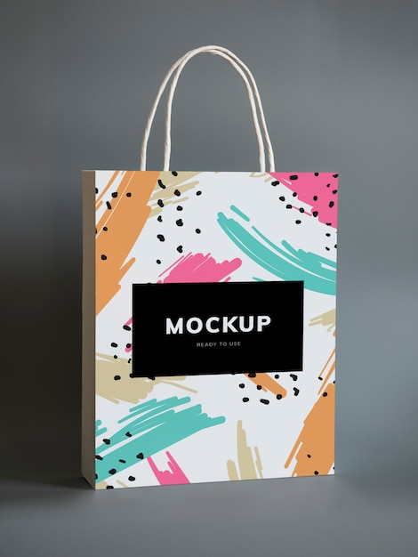 Free PSD colorful shopping paper bag mockup