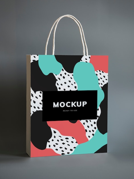 Free PSD colorful shopping paper bag mockup