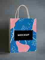 Free PSD colorful shopping paper bag mockup