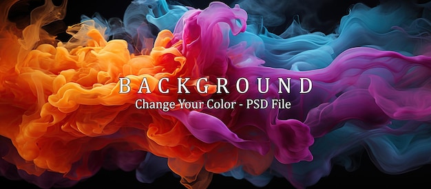 Бесплатный PSD Разноцветный дым на темном фоне