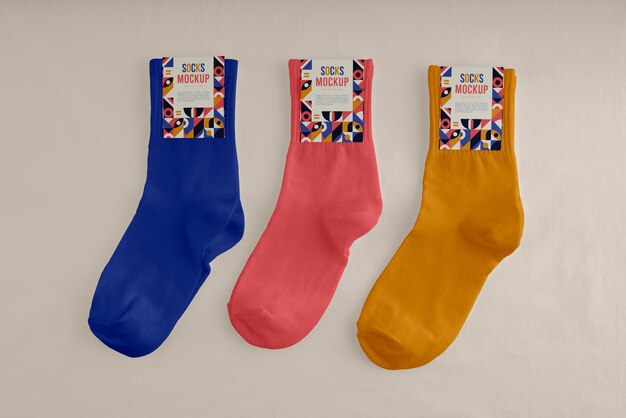 Colorful socks design mockup