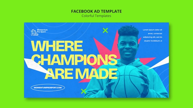 Free PSD colorful sport  facebook template