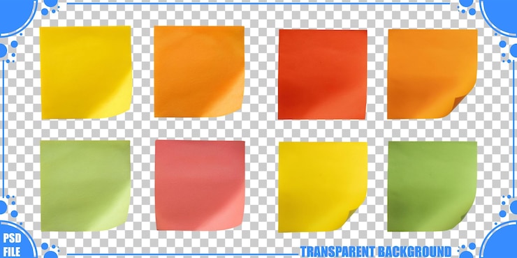 मुफ़्त PSD colorful sticky notes on transparent background
