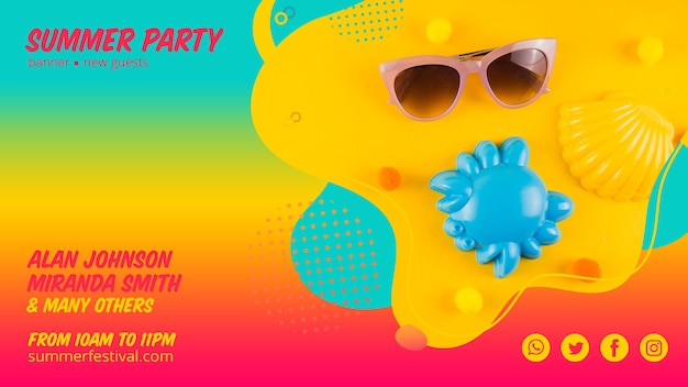 Colorful summer party web banner template