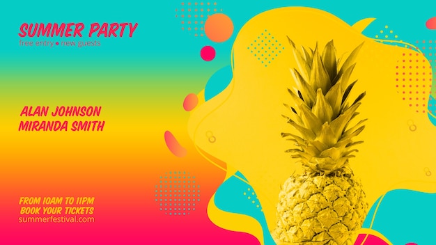 Colorful summer party web banner template