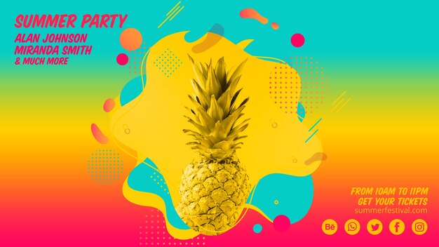 Colorful summer party web banner template