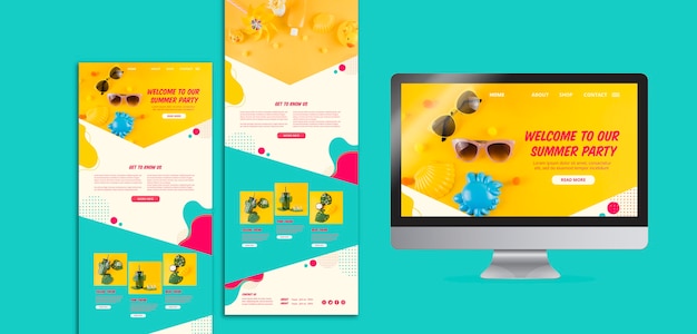 Free PSD colorful summer party website templates