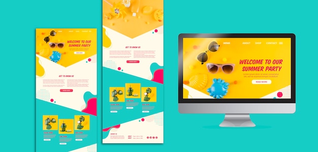 Colorful summer party website templates